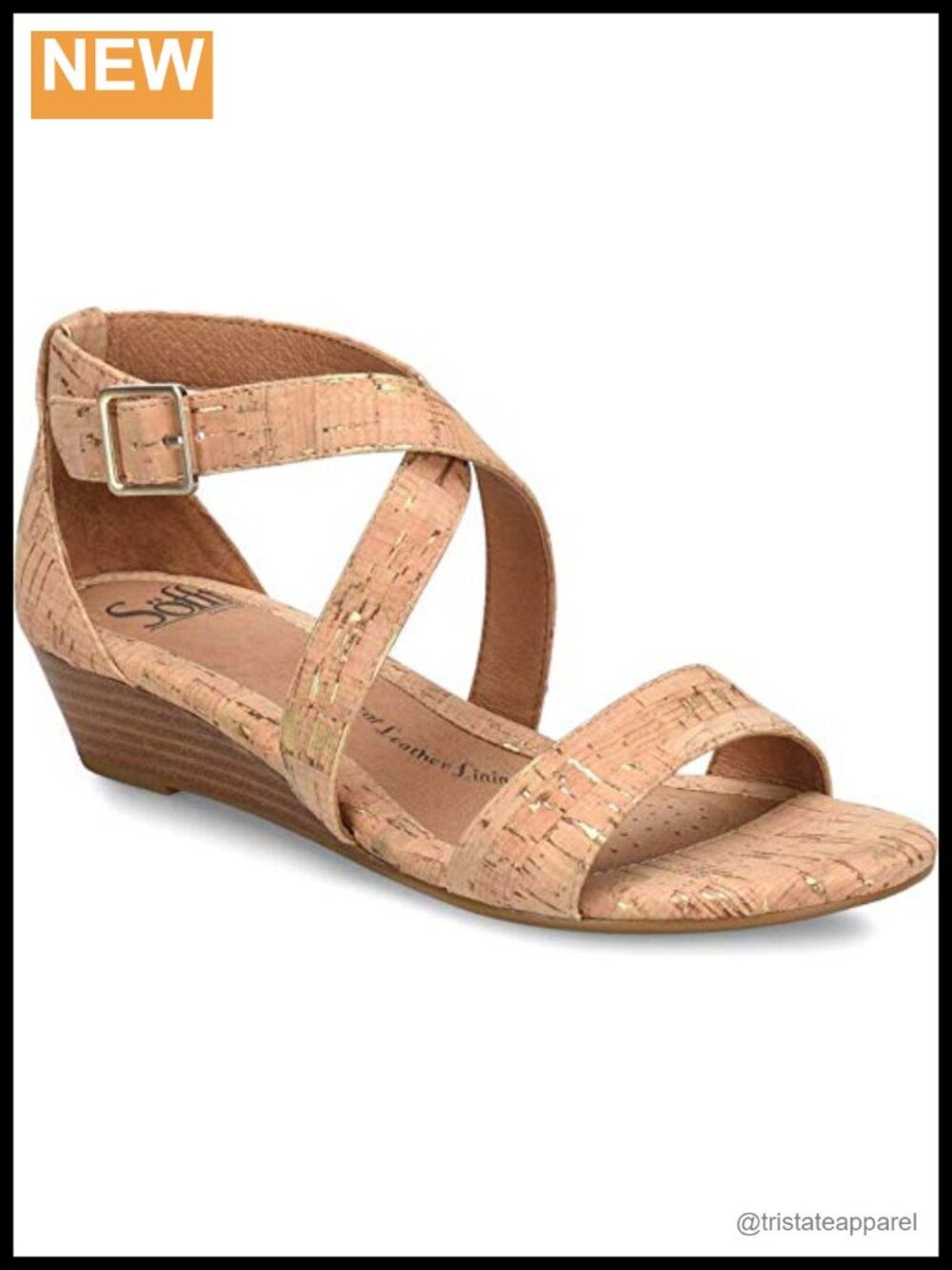Sofft Innis Suede Leather Wedge Sandal Ankle Strap Cushioned Buckle